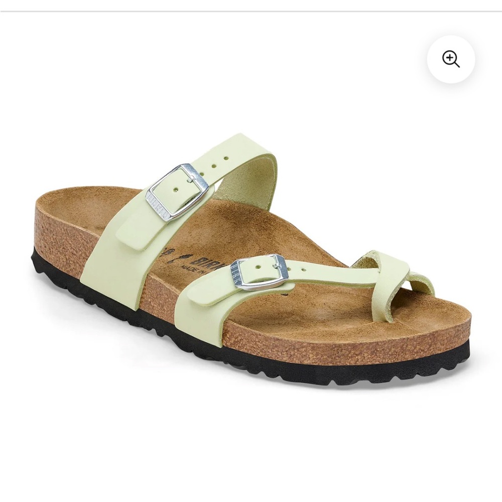 Birkenstock Mayari Faded Lime soft footbed leather sandals Size 39.
